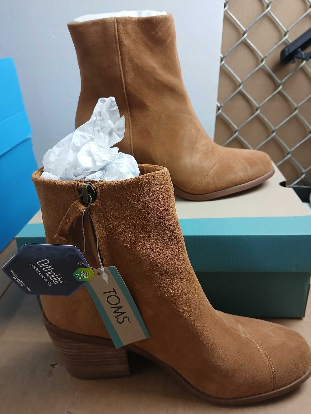 Toms Suede Ankle Booties in Cognac